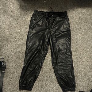 Express Black Faux Leather Joggers